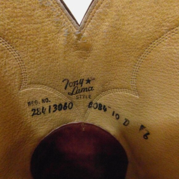 MENS TONY LAMA EL PASO AUTHENTIC LIGHT BROWN LEATHER sz10D COWBOY BOOTS NM 33024 - Picture 11 of 12